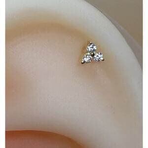 Sterling Silver 925 Cubic Zirconia Ear Threadless Flat Back Labret 16g 1.2mm